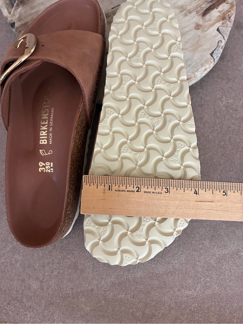 NWOT Birkenstock Madrid Big Buckle Women’s Cognac Brown Nubuck Leather Sandals - Picture 7 of 8